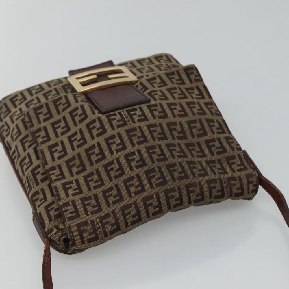 FENDI Zucca Canvas Mamma Baguette Shoulder Bag Black Brown gold Auth 118342 - Picture 6 of 16